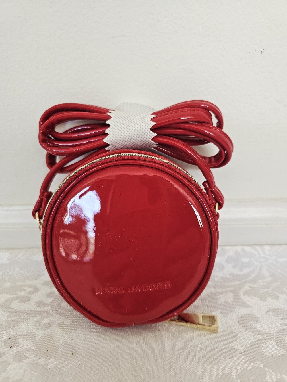 Marc Jacobs Glossy Red Round Crossbody Canteen Bag